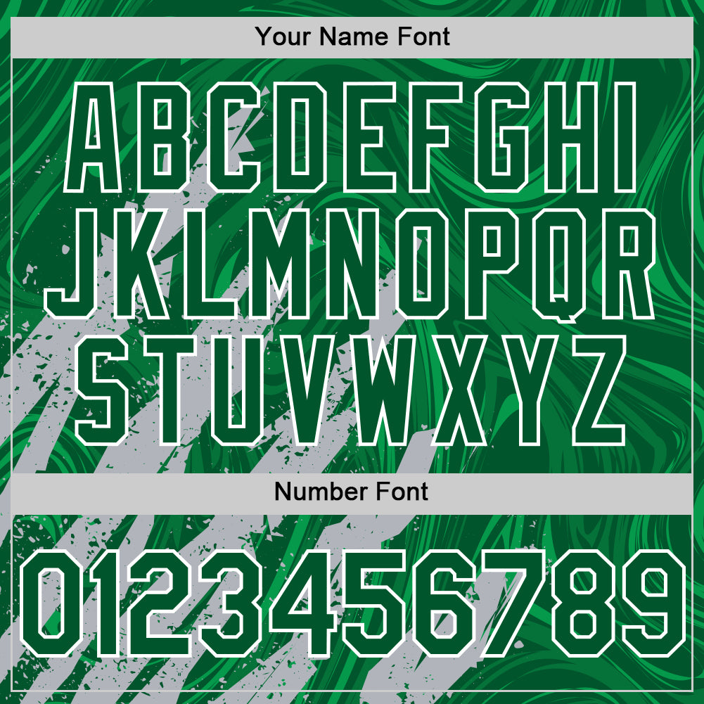 Custom Kelly Green Gray-White Splash Bomber Full-Snap Varsity Letterman Hoodie Jacket