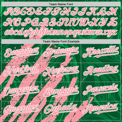 Custom Kelly Green Medium Pink-White Splash Bomber Full-Snap Varsity Letterman Hoodie Jacket