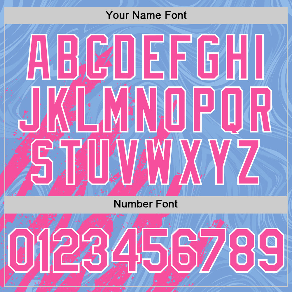 Custom Light Blue Pink-White Splash Bomber Full-Snap Varsity Letterman Hoodie Jacket