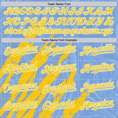 Custom Light Blue Yellow-White Splash Bomber Full-Snap Varsity Letterman Hoodie Jacket