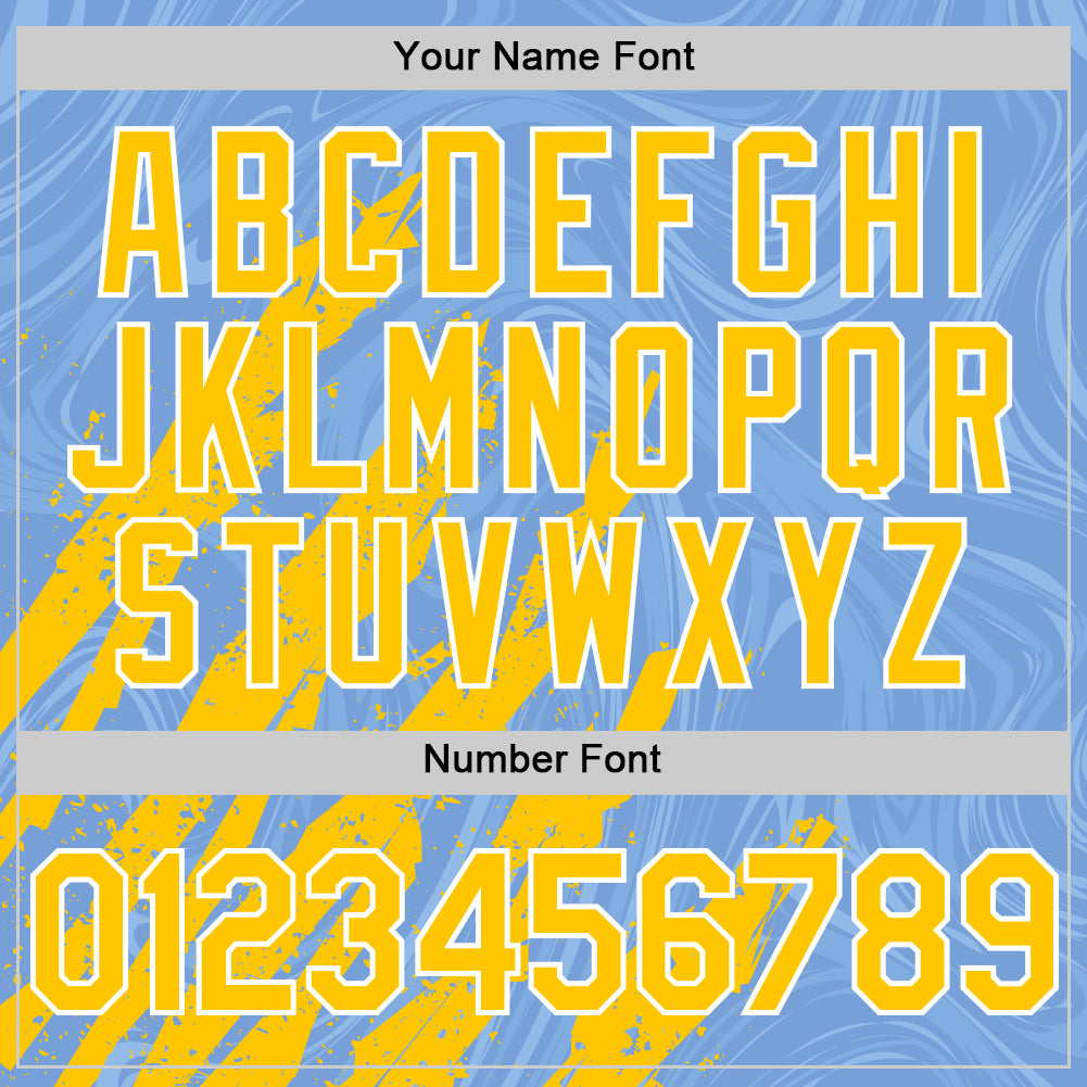 Custom Light Blue Yellow-White Splash Bomber Full-Snap Varsity Letterman Hoodie Jacket