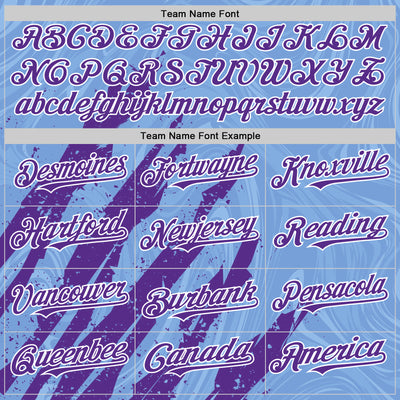 Custom Light Blue Purple-White Splash Bomber Full-Snap Varsity Letterman Hoodie Jacket