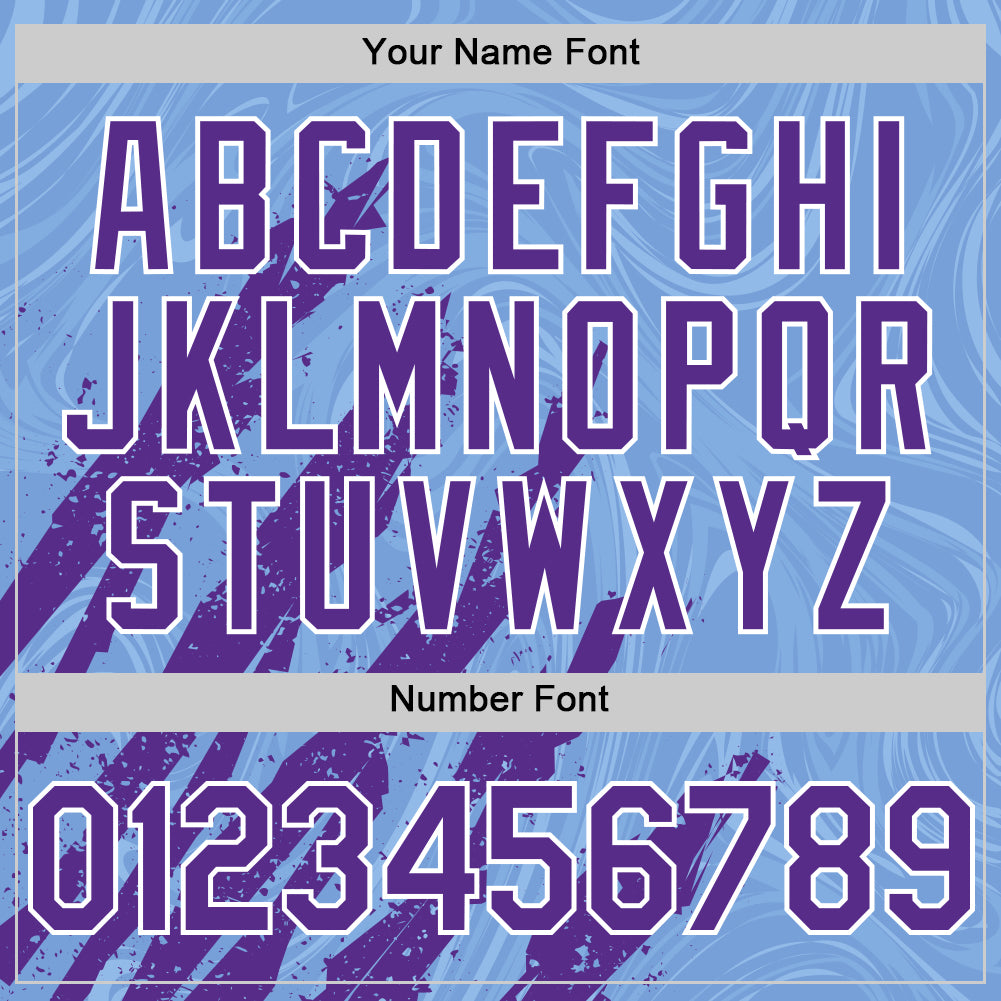 Custom Light Blue Purple-White Splash Bomber Full-Snap Varsity Letterman Hoodie Jacket