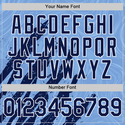 Custom Light Blue Navy-White Splash Bomber Full-Snap Varsity Letterman Hoodie Jacket