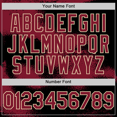 Custom Black Crimson-Cream Abstract Color Blocks Fragment Pattern Bomber Full-Snap Varsity Letterman Hoodie Jacket