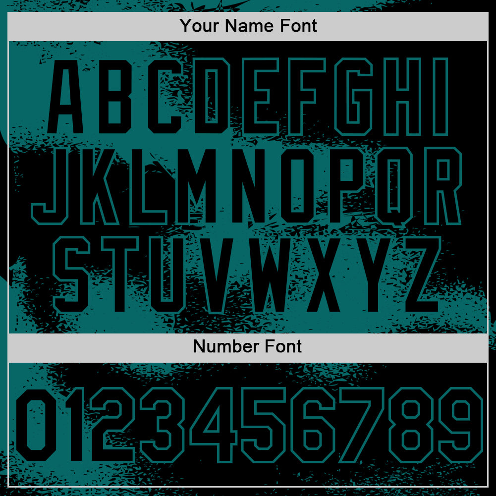 Custom Black Teal Abstract Color Blocks Fragment Pattern Bomber Full-Snap Varsity Letterman Hoodie Jacket