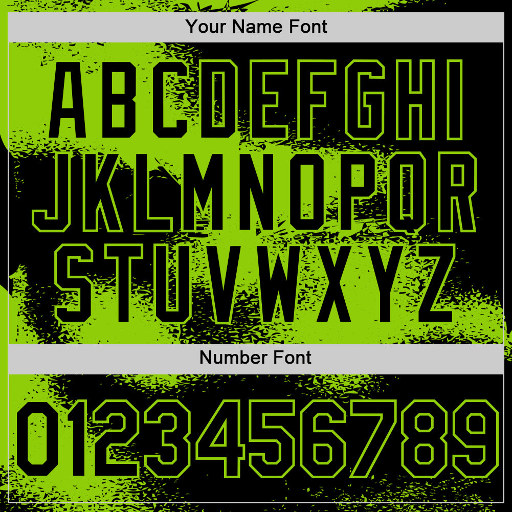 Custom Black Neon Green Abstract Color Blocks Fragment Pattern Bomber Full-Snap Varsity Letterman Hoodie Jacket