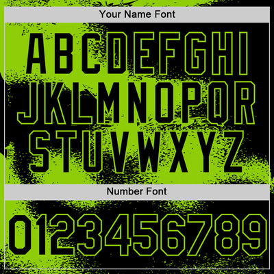 Custom Black Neon Green Abstract Color Blocks Fragment Pattern Bomber Full-Snap Varsity Letterman Hoodie Jacket