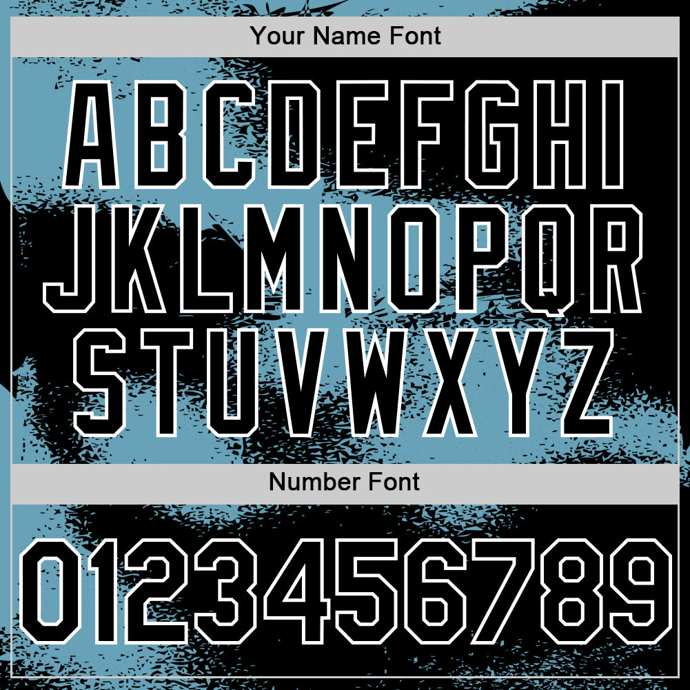 Custom Black Shadow Blue-White Abstract Color Blocks Fragment Pattern Bomber Full-Snap Varsity Letterman Hoodie Jacket