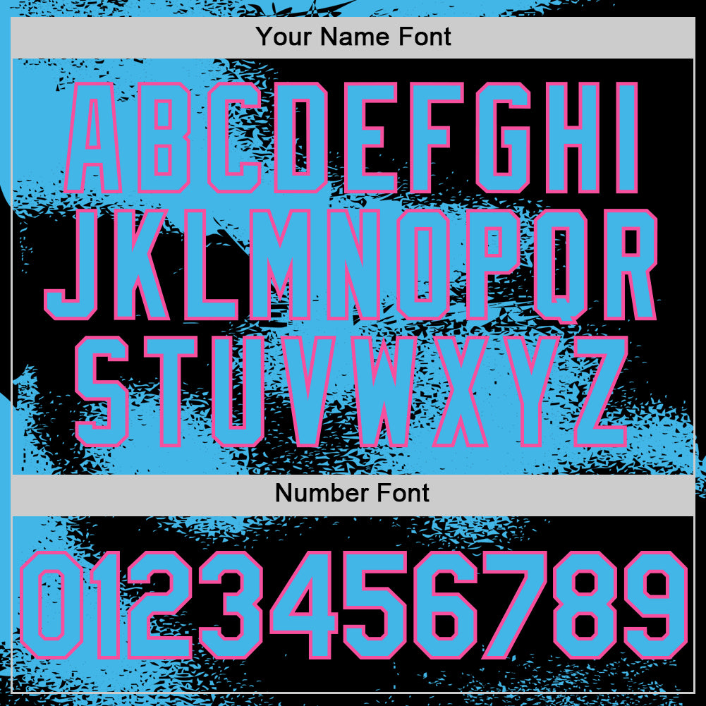 Custom Black Sky Blue-Pink Abstract Color Blocks Fragment Pattern Bomber Full-Snap Varsity Letterman Hoodie Jacket