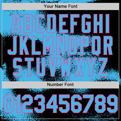 Custom Black Sky Blue-Pink Abstract Color Blocks Fragment Pattern Bomber Full-Snap Varsity Letterman Hoodie Jacket