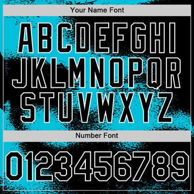 Custom Black Lakes Blue-White Abstract Color Blocks Fragment Pattern Bomber Full-Snap Varsity Letterman Hoodie Jacket