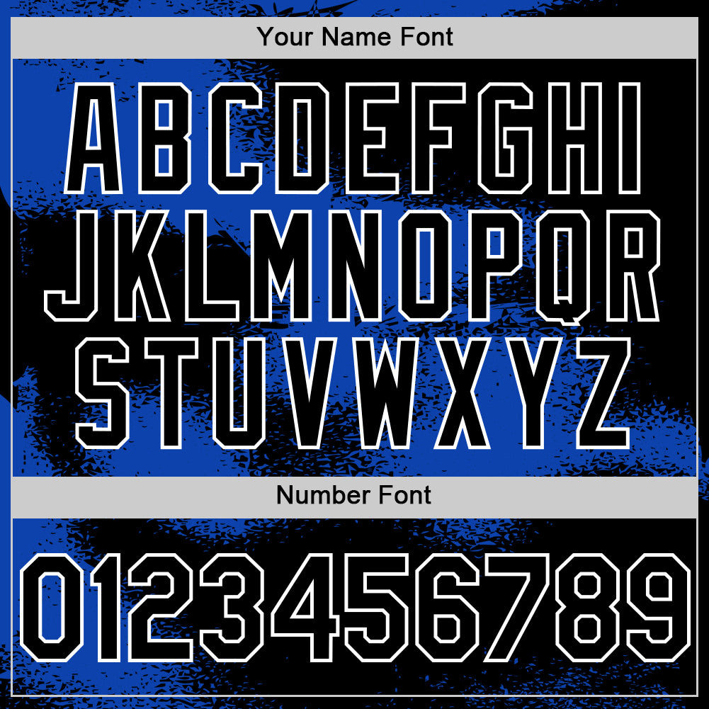 Custom Black Thunder Blue-White Abstract Color Blocks Fragment Pattern Bomber Full-Snap Varsity Letterman Hoodie Jacket