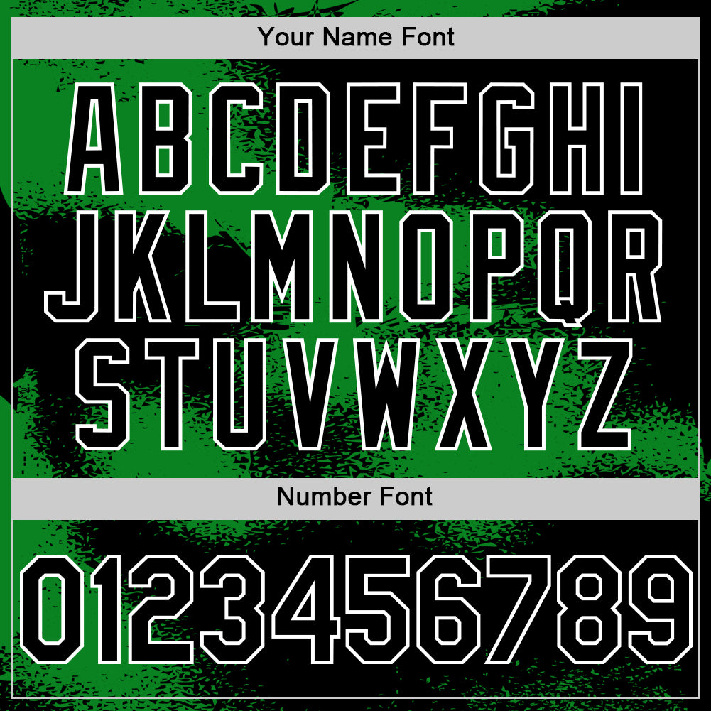 Custom Black Grass Green-White Abstract Color Blocks Fragment Pattern Bomber Full-Snap Varsity Letterman Hoodie Jacket