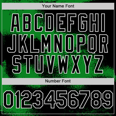 Custom Black Grass Green-White Abstract Color Blocks Fragment Pattern Bomber Full-Snap Varsity Letterman Hoodie Jacket