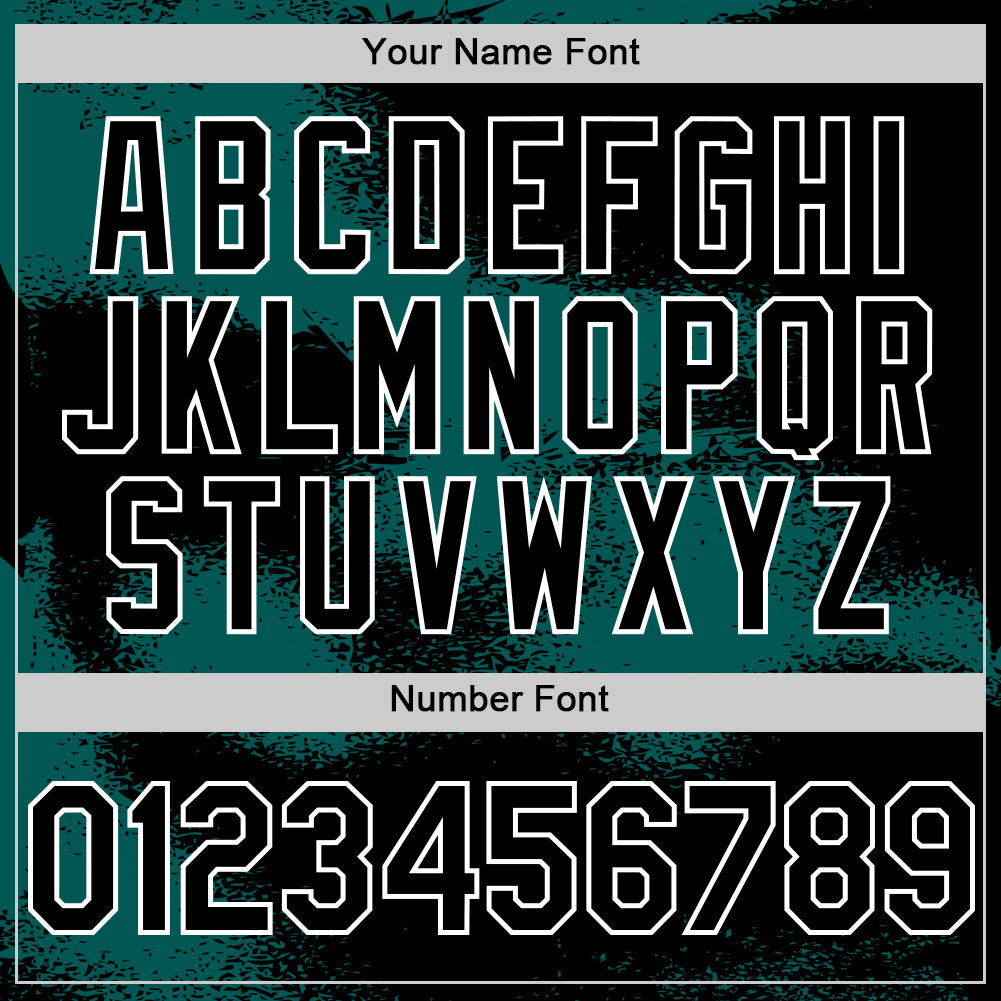 Custom Black Midnight Green-White Abstract Color Blocks Fragment Pattern Bomber Full-Snap Varsity Letterman Hoodie Jacket