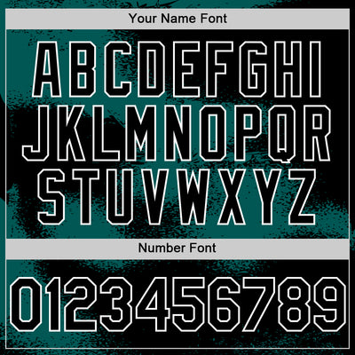 Custom Black Midnight Green-White Abstract Color Blocks Fragment Pattern Bomber Full-Snap Varsity Letterman Hoodie Jacket