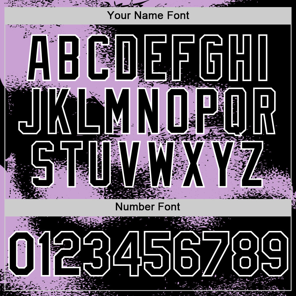 Custom Black Light Purple-White Abstract Color Blocks Fragment Pattern Bomber Full-Snap Varsity Letterman Hoodie Jacket