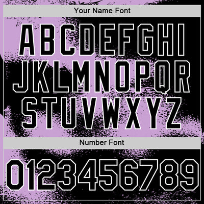 Custom Black Light Purple-White Abstract Color Blocks Fragment Pattern Bomber Full-Snap Varsity Letterman Hoodie Jacket