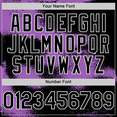 Custom Black Medium Purple-White Abstract Color Blocks Fragment Pattern Bomber Full-Snap Varsity Letterman Hoodie Jacket