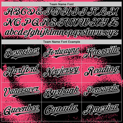 Custom Black Neon Pink-White Abstract Color Blocks Fragment Pattern Bomber Full-Snap Varsity Letterman Hoodie Jacket