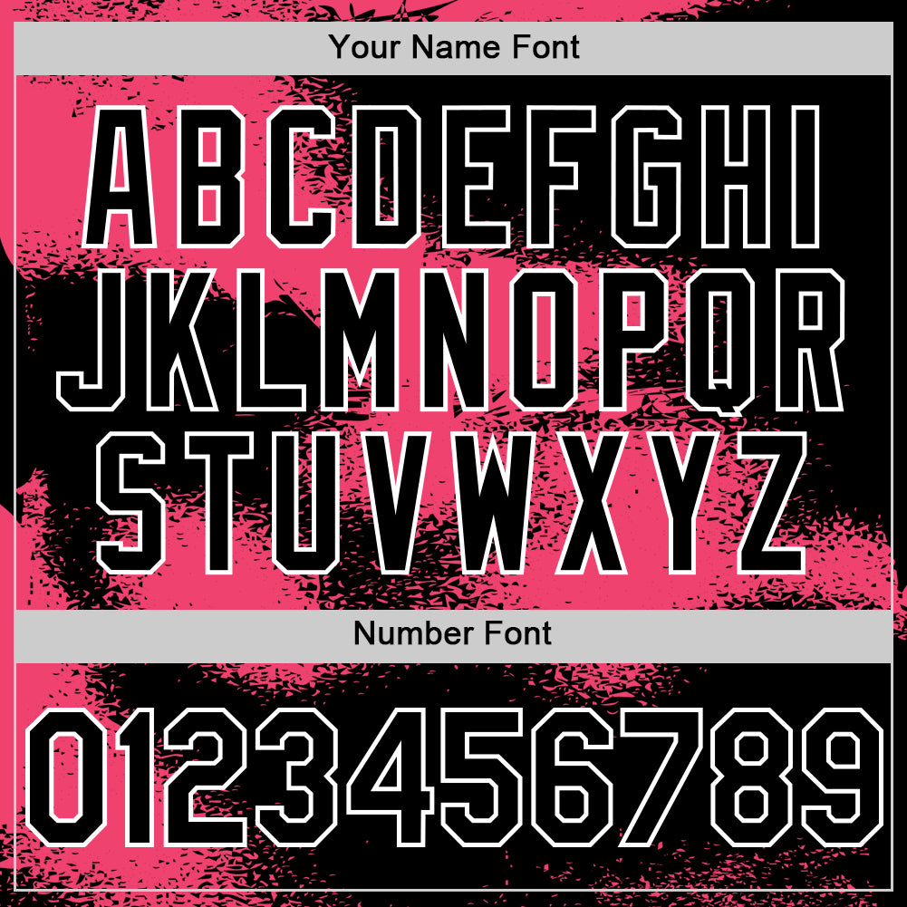 Custom Black Neon Pink-White Abstract Color Blocks Fragment Pattern Bomber Full-Snap Varsity Letterman Hoodie Jacket