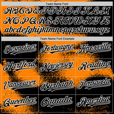 Custom Black Bay Orange-White Abstract Color Blocks Fragment Pattern Bomber Full-Snap Varsity Letterman Hoodie Jacket