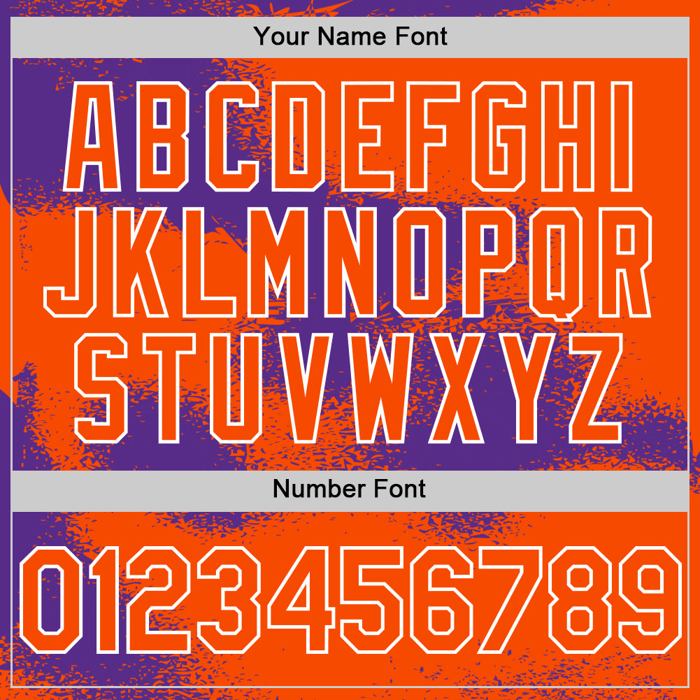 Custom Orange Purple-White Abstract Color Blocks Fragment Pattern Bomber Full-Snap Varsity Letterman Hoodie Jacket