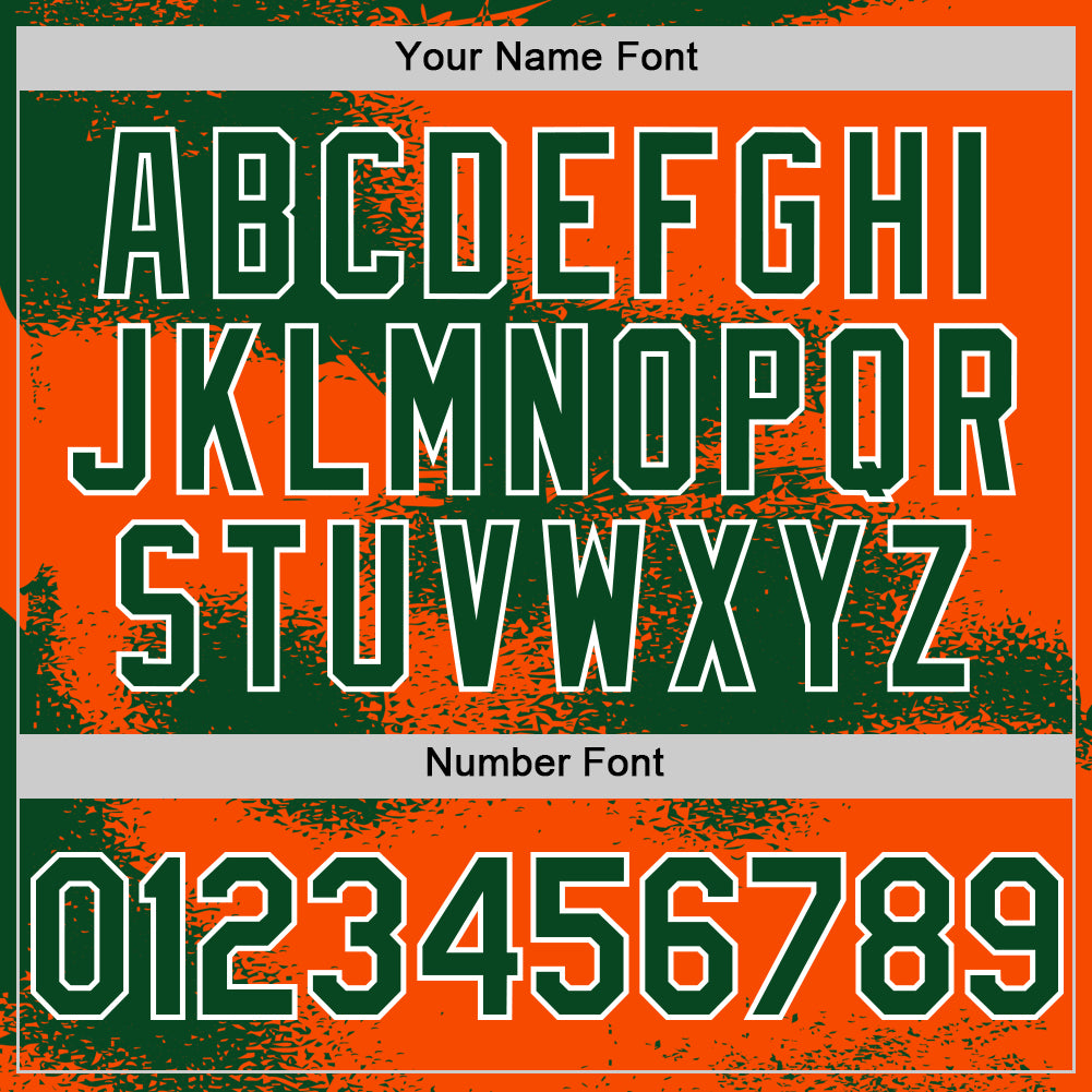 Custom Orange Green-White Abstract Color Blocks Fragment Pattern Bomber Full-Snap Varsity Letterman Hoodie Jacket