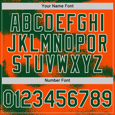 Custom Orange Green-White Abstract Color Blocks Fragment Pattern Bomber Full-Snap Varsity Letterman Hoodie Jacket