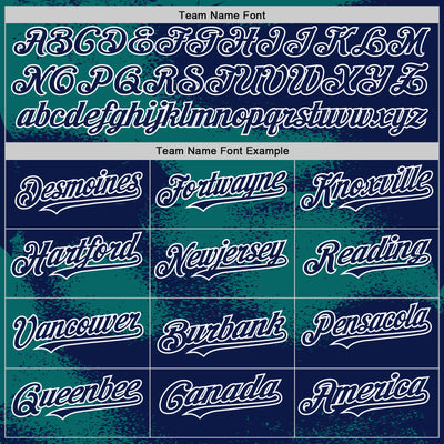 Custom Navy Teal-White Abstract Color Blocks Fragment Pattern Bomber Full-Snap Varsity Letterman Hoodie Jacket