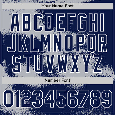 Custom Navy Gray-White Abstract Color Blocks Fragment Pattern Bomber Full-Snap Varsity Letterman Hoodie Jacket