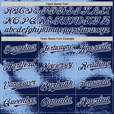 Custom Navy Light Blue-White Abstract Color Blocks Fragment Pattern Bomber Full-Snap Varsity Letterman Hoodie Jacket