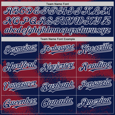 Custom Navy Crimson-White Abstract Color Blocks Fragment Pattern Bomber Full-Snap Varsity Letterman Hoodie Jacket