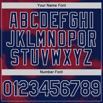 Custom Navy Crimson-White Abstract Color Blocks Fragment Pattern Bomber Full-Snap Varsity Letterman Hoodie Jacket