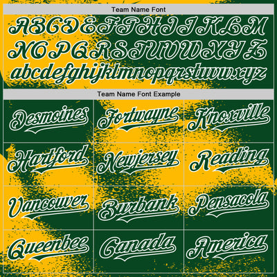 Custom Green Gold-White Abstract Color Blocks Fragment Pattern Bomber Full-Snap Varsity Letterman Hoodie Jacket