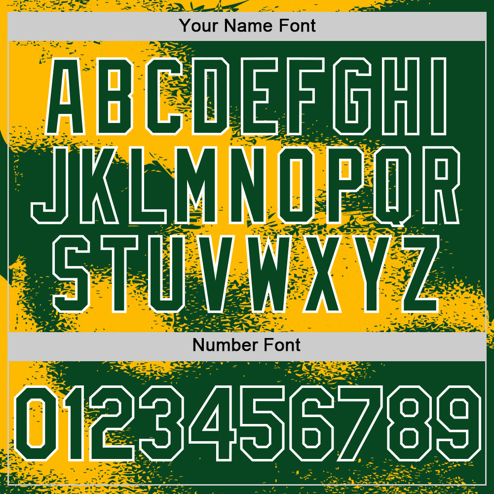 Custom Green Gold-White Abstract Color Blocks Fragment Pattern Bomber Full-Snap Varsity Letterman Hoodie Jacket