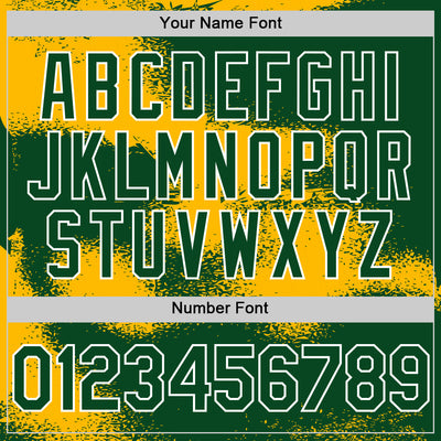 Custom Green Gold-White Abstract Color Blocks Fragment Pattern Bomber Full-Snap Varsity Letterman Hoodie Jacket