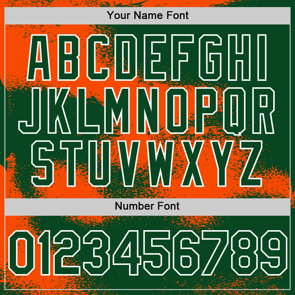 Custom Green Orange-White Abstract Color Blocks Fragment Pattern Bomber Full-Snap Varsity Letterman Hoodie Jacket