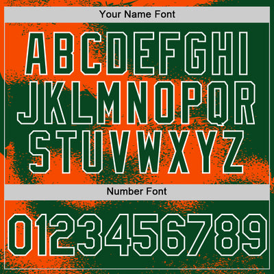 Custom Green Orange-White Abstract Color Blocks Fragment Pattern Bomber Full-Snap Varsity Letterman Hoodie Jacket