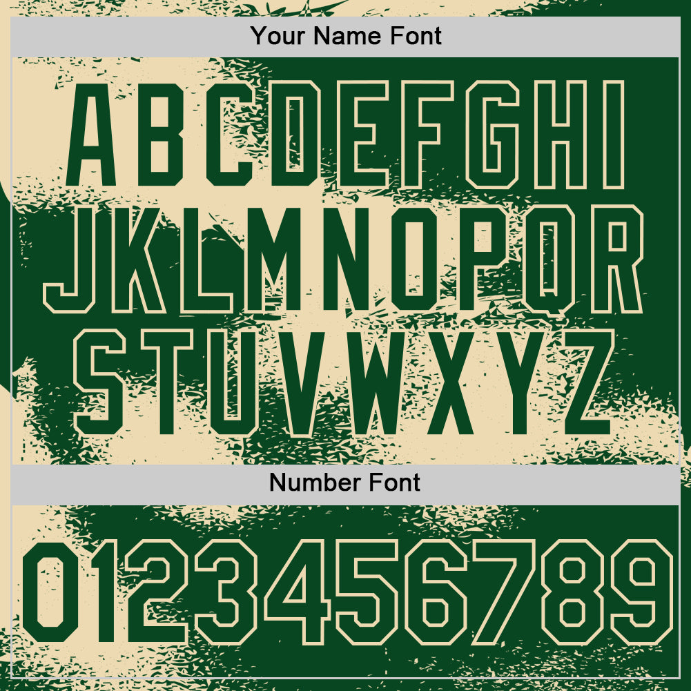 Custom Green Cream Abstract Color Blocks Fragment Pattern Bomber Full-Snap Varsity Letterman Hoodie Jacket