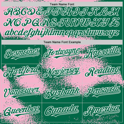 Custom Kelly Green Light Pink-White Abstract Color Blocks Fragment Pattern Bomber Full-Snap Varsity Letterman Hoodie Jacket