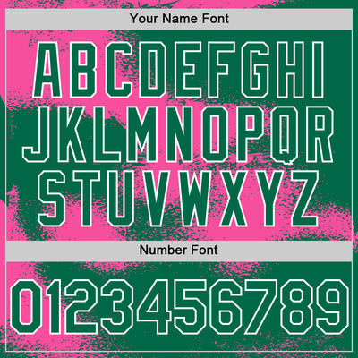 Custom Kelly Green Pink-White Abstract Color Blocks Fragment Pattern Bomber Full-Snap Varsity Letterman Hoodie Jacket