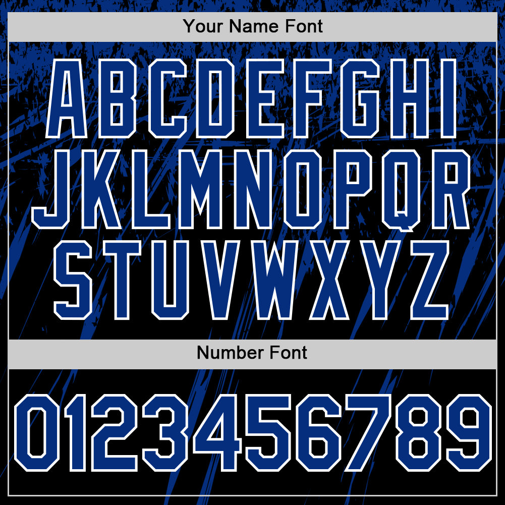 Custom Black Royal-White Splash Bomber Full-Snap Varsity Letterman Hoodie Jacket