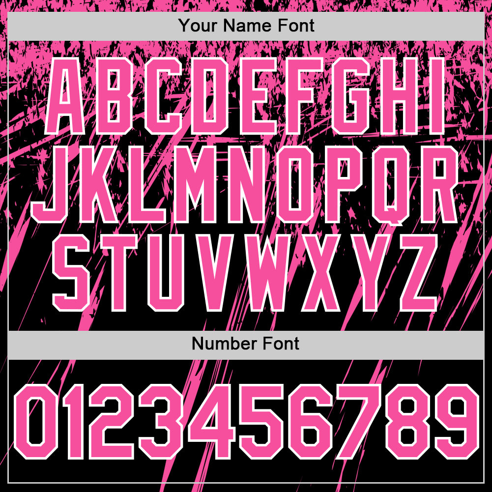 Custom Black Pink-White Splash Bomber Full-Snap Varsity Letterman Hoodie Jacket