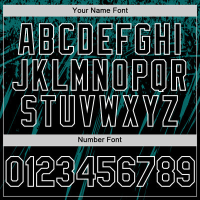 Custom Black Teal-White Splash Bomber Full-Snap Varsity Letterman Hoodie Jacket