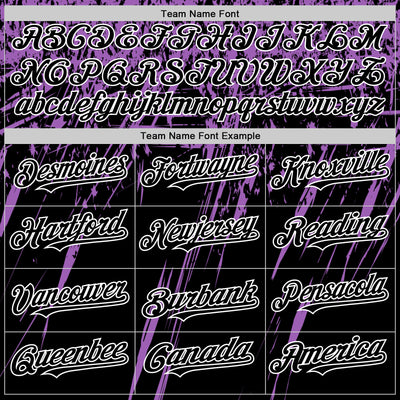 Custom Black Medium Purple-White Splash Bomber Full-Snap Varsity Letterman Hoodie Jacket