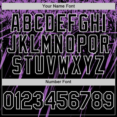 Custom Black Medium Purple-White Splash Bomber Full-Snap Varsity Letterman Hoodie Jacket