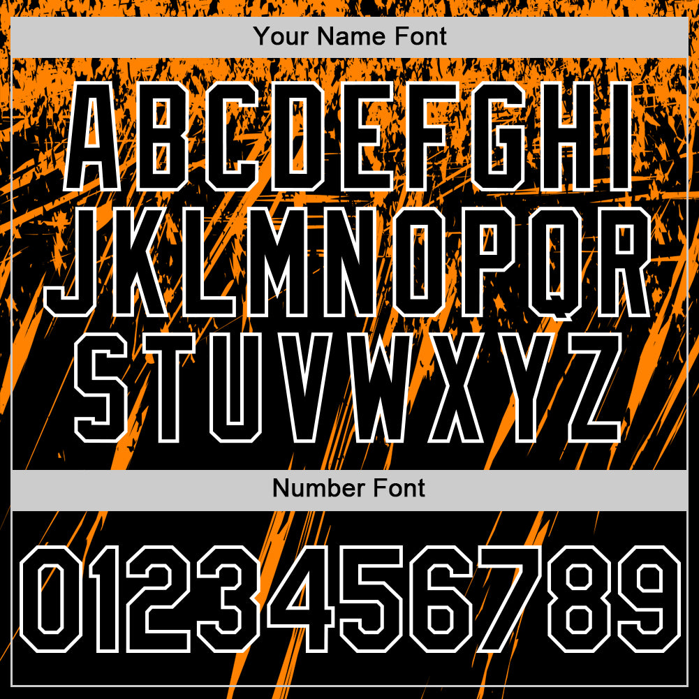 Custom Black Bay Orange-White Splash Bomber Full-Snap Varsity Letterman Hoodie Jacket