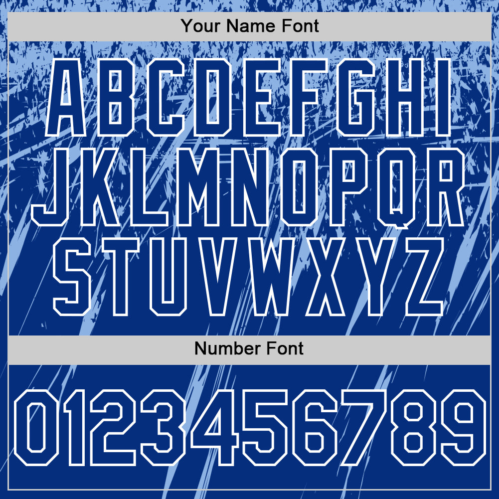 Custom Royal Light Blue-White Splash Bomber Full-Snap Varsity Letterman Hoodie Jacket